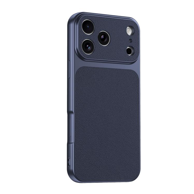 For iPhone 17 Pro Max Lambskin Series Skin Feel Shockproof Phone Case(Dark Blue)