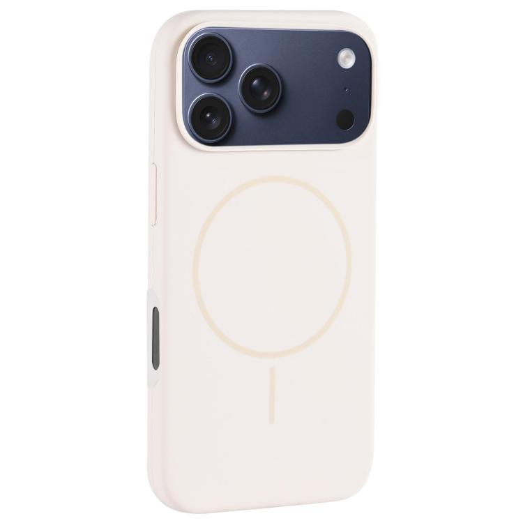 For iPhone 17 Pro Max Large Hole Camera MagSafe Liquid Silicone Full Coverage Phone Case(Antique White)