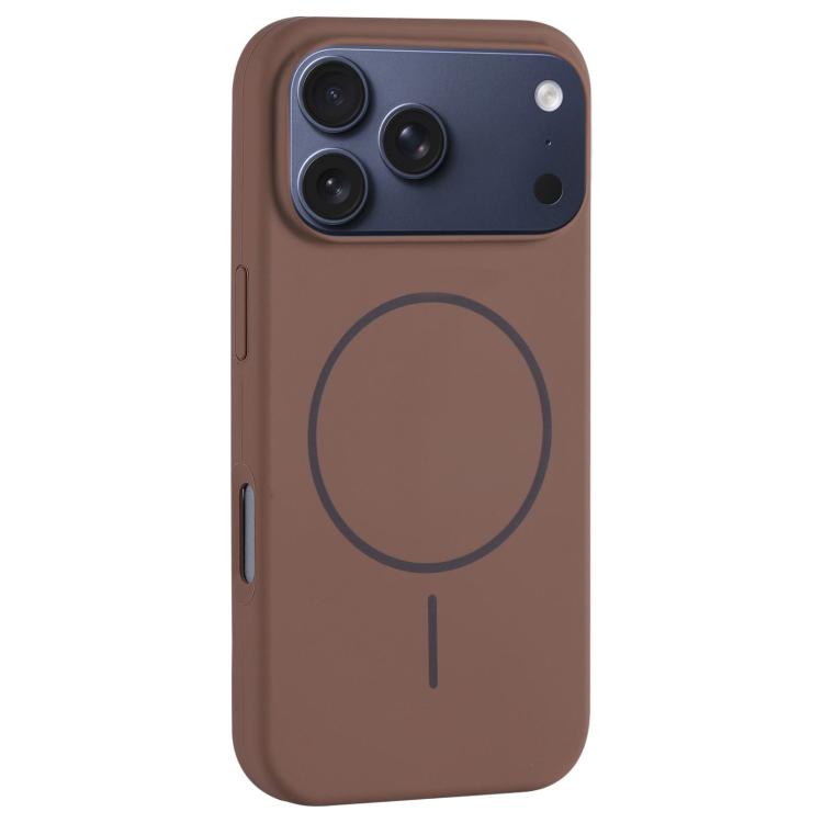 For iPhone 17 Pro Max Large Hole Camera MagSafe Liquid Silicone Full Coverage Phone Case(Brown)