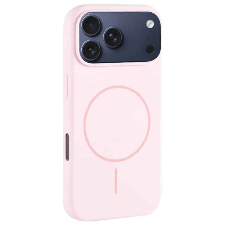 For iPhone 17 Pro Max Large Hole Camera MagSafe Liquid Silicone Full Coverage Phone Case(Pink White)