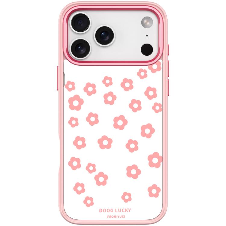 For iPhone 17 Pro Max Laser Flower Pattern Magnetic Phone Case(Pink)