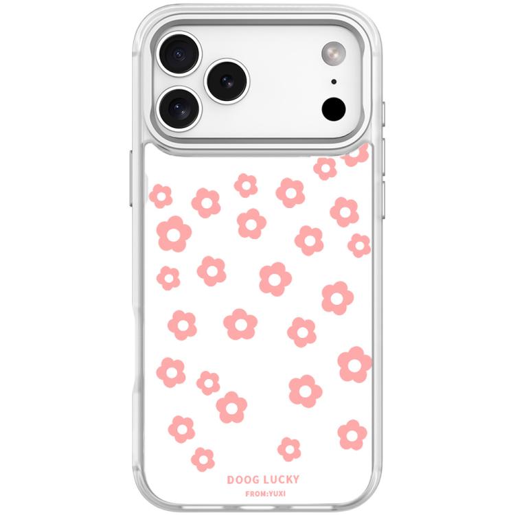 For iPhone 17 Pro Max Laser Flower Pattern Magnetic Phone Case(Transparent White)