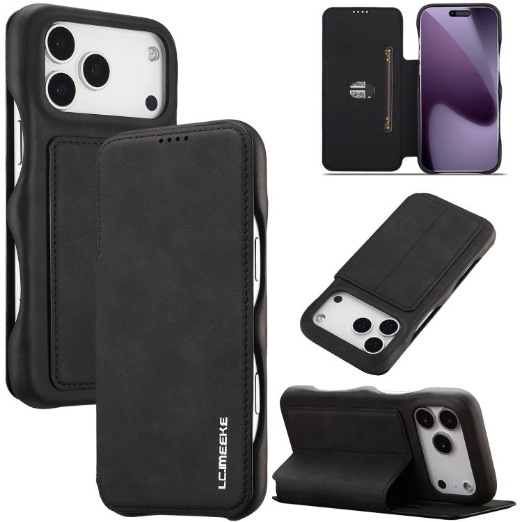 For iPhone 17 Pro Max LC.IMEEKE Hon Ancient Series Flip Leather Phone Case(Black)