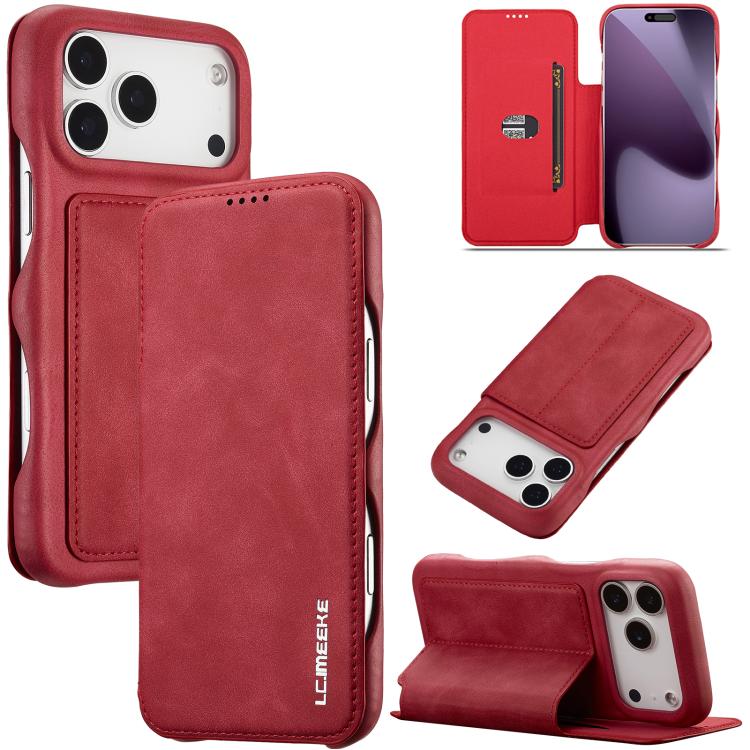 For iPhone 17 Pro Max LC.IMEEKE Hon Ancient Series Flip Leather Phone Case(Red)