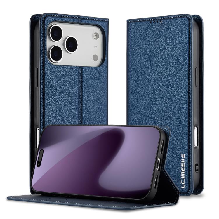 For iPhone 17 Pro Max LC.IMEEKE L1 Series Frosted Fine Texture PU Phone Case(Blue)