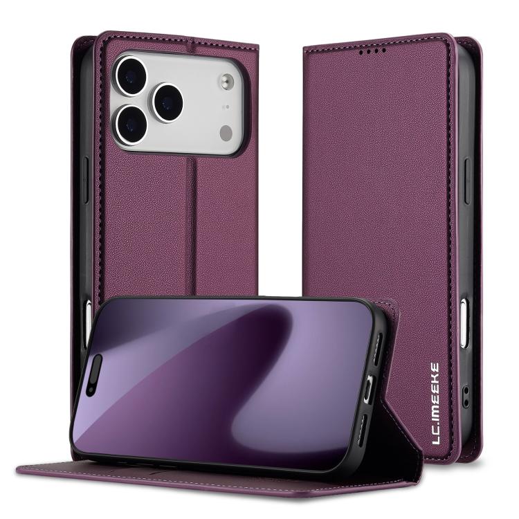 For iPhone 17 Pro Max LC.IMEEKE L1 Series Frosted Fine Texture PU Phone Case(Purple)