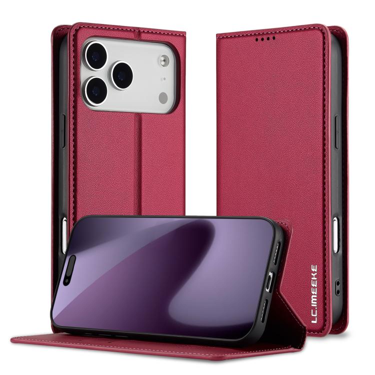 For iPhone 17 Pro Max LC.IMEEKE L1 Series Frosted Fine Texture PU Phone Case(Red)