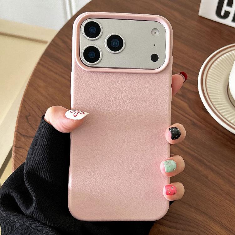 For iPhone 17 Pro Max Leather Texture TPU Full Coverage Phone Case(Pink)