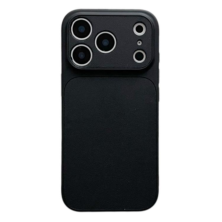 For iPhone 17 Pro Max Leather Textured Large Window Full Coverage Phone Case(Black)