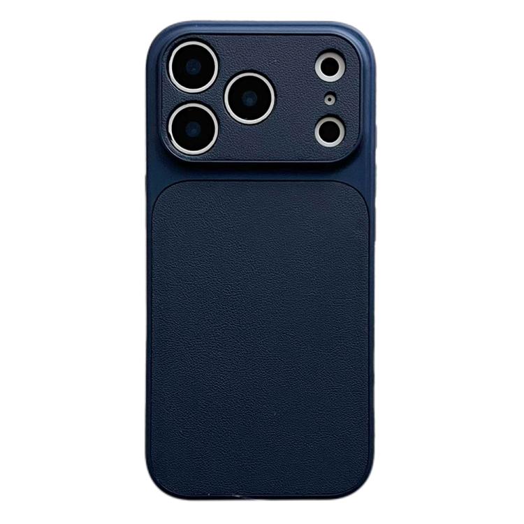 For iPhone 17 Pro Max Leather Textured Large Window Full Coverage Phone Case(Blue)