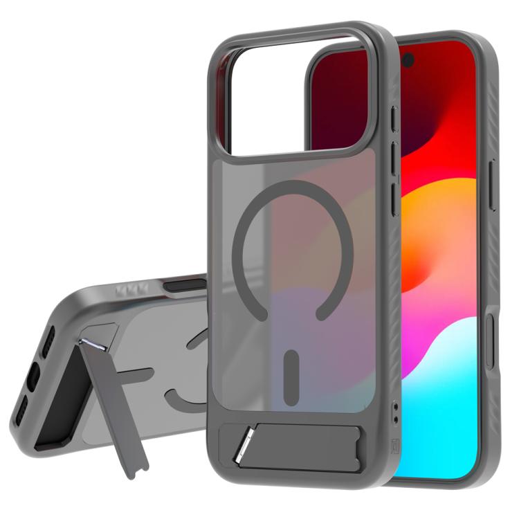 For iPhone 17 Pro Max LeReach Le-Chic Series Hidden Kickstand C-Shaped Magnetic Phone Case(Gray)