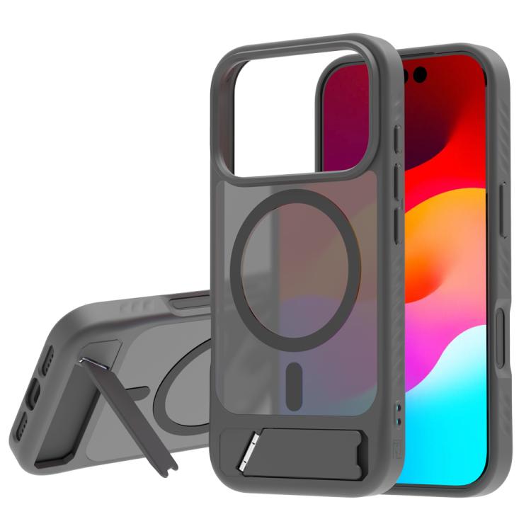 For iPhone 17 Pro Max LeReach Le-Chic Series Integrated Hidden Kickstand Magnetic Phone Case(Gray)