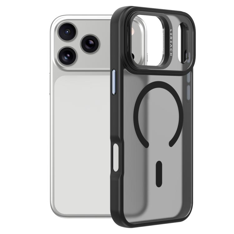 For iPhone 17 Pro Max LeReach Le-Luster Series Metal Lens Kickstand Magnetic Phone Case(Black)
