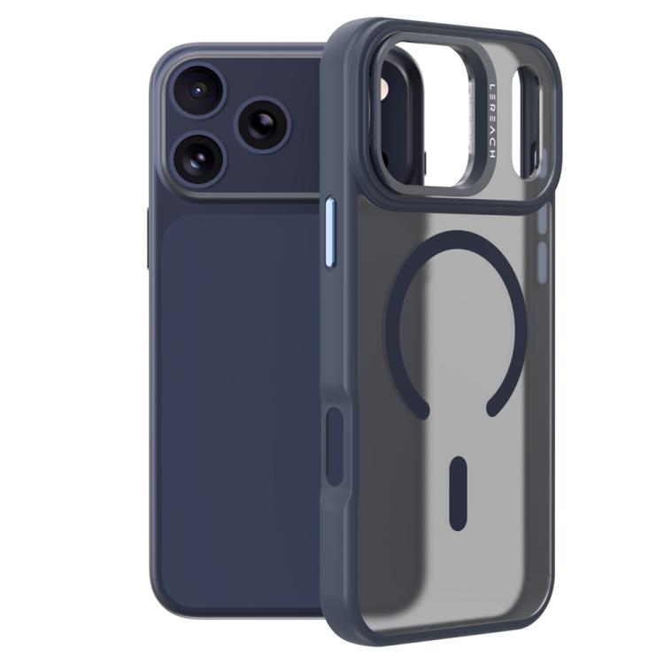 For iPhone 17 Pro Max LeReach Le-Luster Series Metal Lens Kickstand Magnetic Phone Case(Blue)