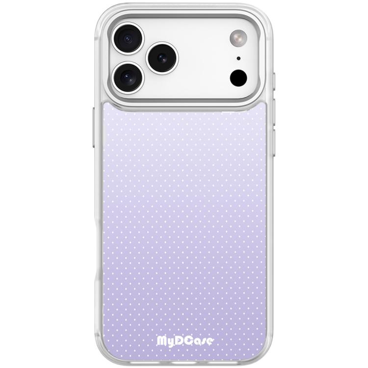 For iPhone 17 Pro Max Light Purple Dots Pattern Magnetic Phone Case(Transparent White)