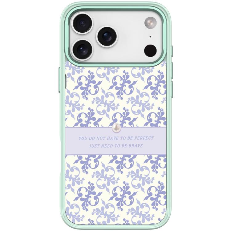 For iPhone 17 Pro Max Light Purple Flower Pattern Magnetic Phone Case(Light Green)