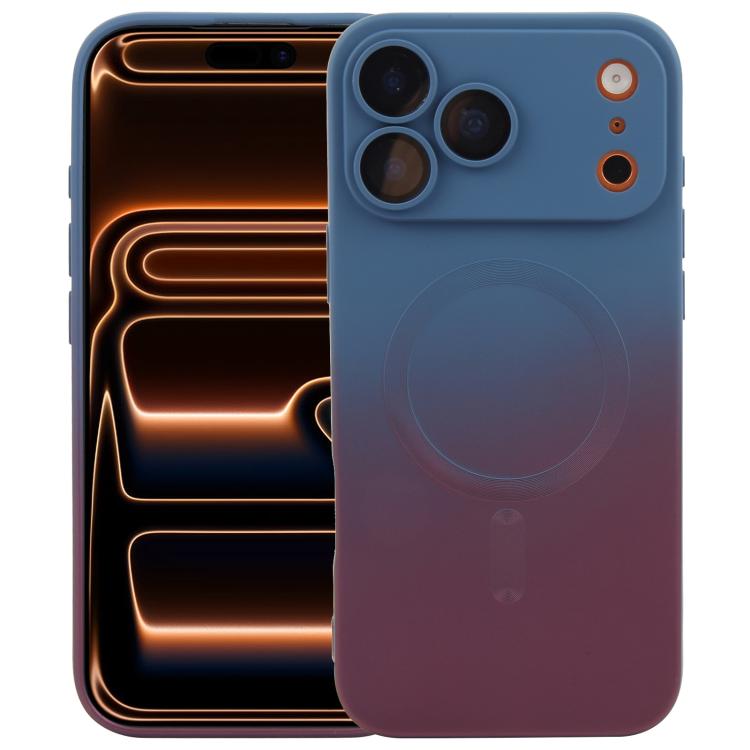 For iPhone 17 Pro Max Liquid TPU Silicone Gradient MagSafe Phone Case(Blue Purple)