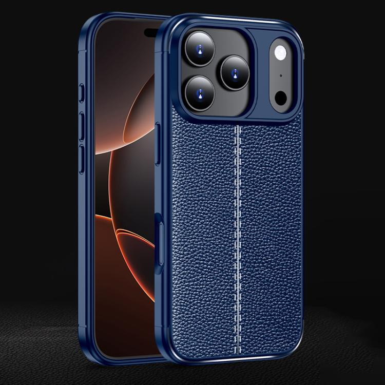 For iPhone 17 Pro Max Litchi Texture Shockproof TPU Phone Case(Blue)