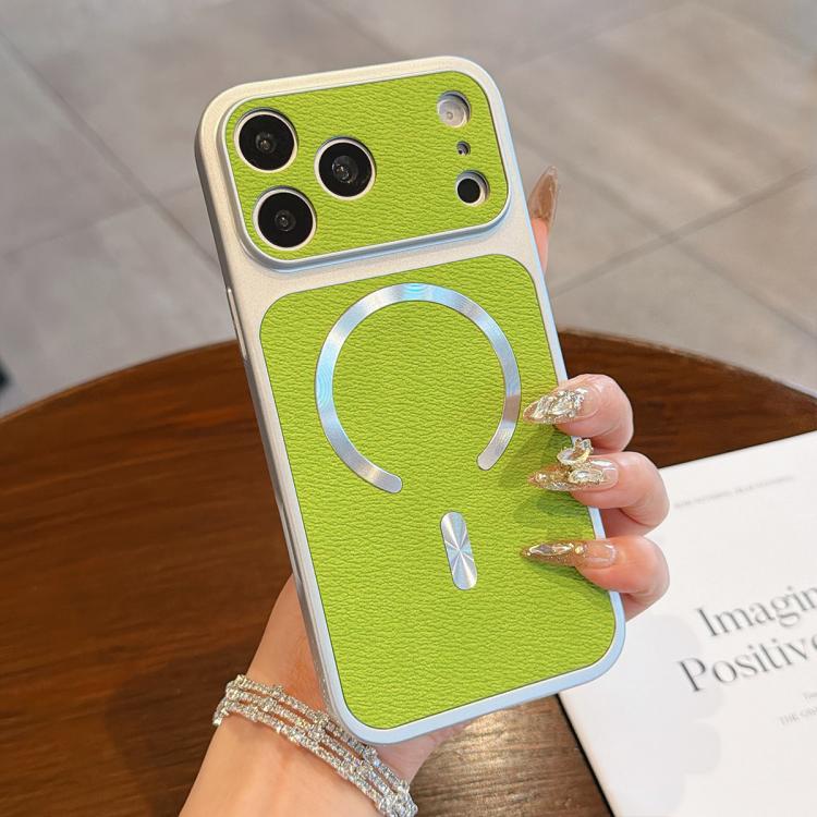 For iPhone 17 Pro Max Litchi Texture Vegan Leather Magnetic Phone Case(Green)