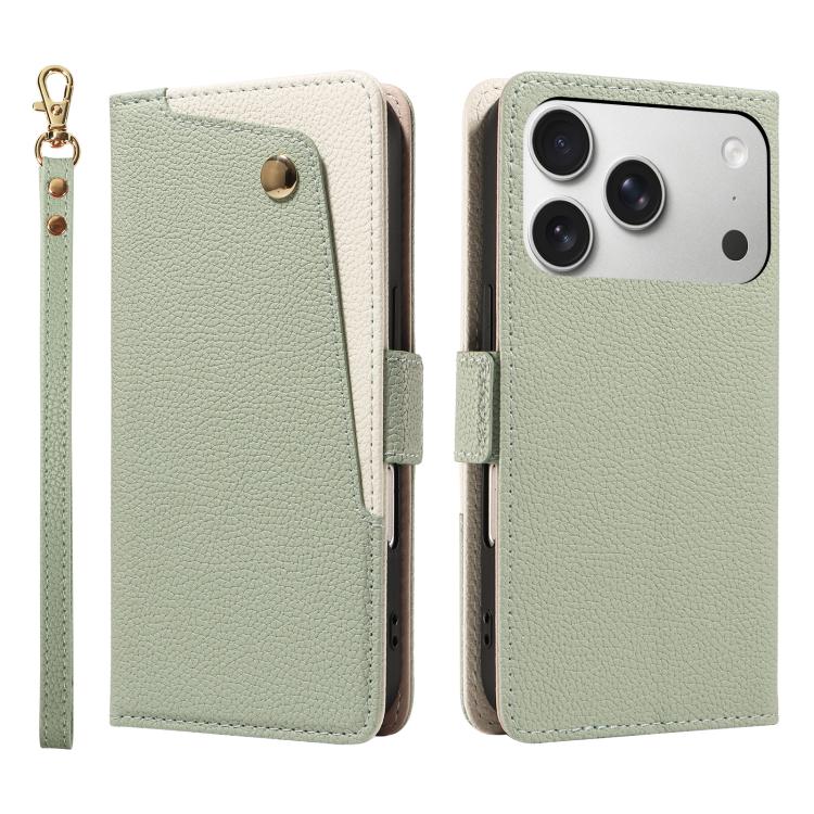 For iPhone 17 Pro Max Litchi Texture Wallet Mirror Leather Phone Case(Green)