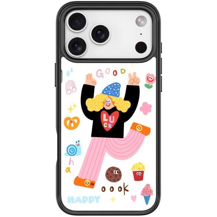 For iPhone 17 Pro Max Little Girl and Good Text Pattern Magnetic Phone Case(Black)