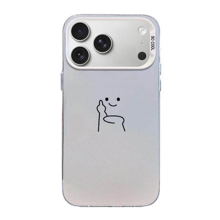 For iPhone 17 Pro Max Little Man Gestures Colored Silver Frosted PC Hybrid TPU Phone Case(Petty People Despise)