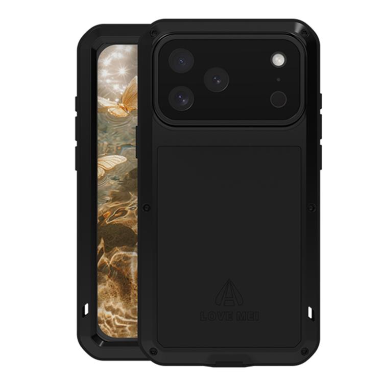 For iPhone 17 Pro Max LOVE MEI Metal Shockproof Life Waterproof Dustproof Phone Case(Black)