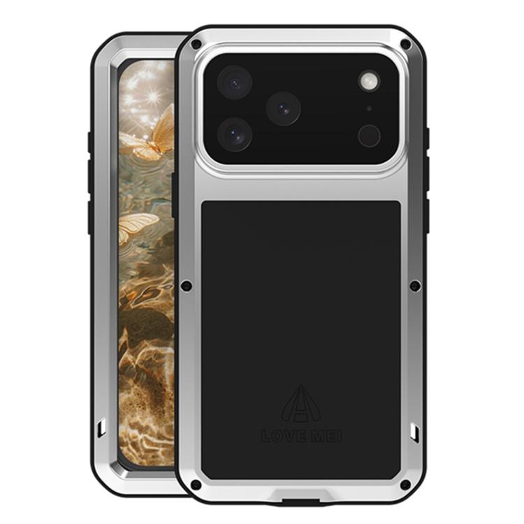 For iPhone 17 Pro Max LOVE MEI Metal Shockproof Life Waterproof Dustproof Phone Case(Silver)