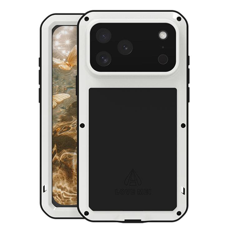 For iPhone 17 Pro Max LOVE MEI Metal Shockproof Life Waterproof Dustproof Phone Case(White)