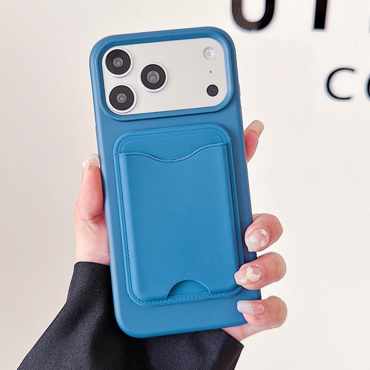 For iPhone 17 Pro Max Macaron-Style Card Holder Magnetic TPU Phone Case(Blue)
