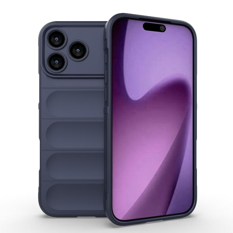 For iPhone 17 Pro Max Magic Shield TPU + Flannel Phone Case(Dark Blue)