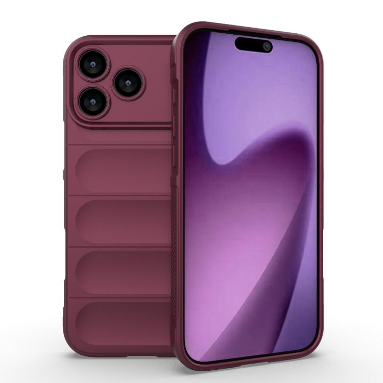 For iPhone 17 Pro Max Magic Shield TPU + Flannel Phone Case(Wine Red)
