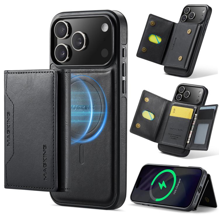 For iPhone 17 Pro Max MAGKING K2 Series MagSafe RFID Card Bag Detachable Phone Case(Black)