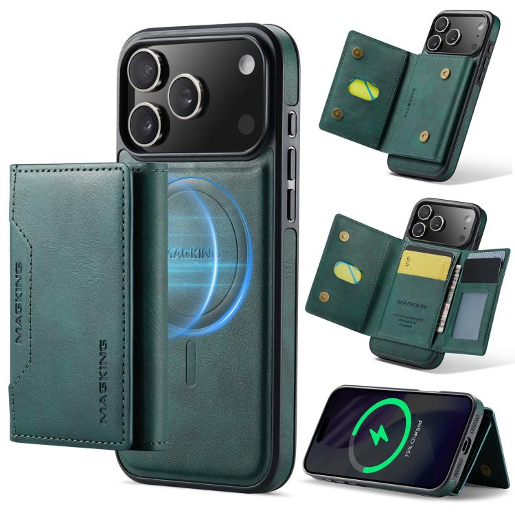 For iPhone 17 Pro Max MAGKING K2 Series MagSafe RFID Card Bag Detachable Phone Case(Green)