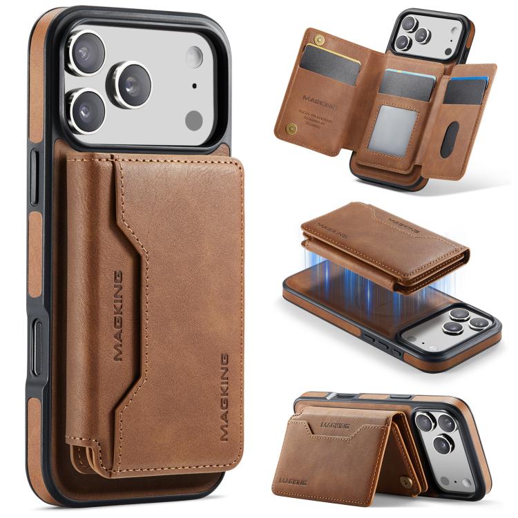 For iPhone 17 Pro Max MAGKING K3 Series MagSafe RFID K3 Pro Card Bag Detachable Phone Case(Brown)