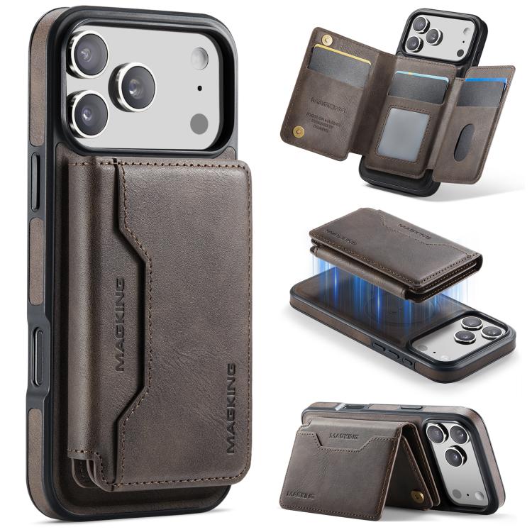For iPhone 17 Pro Max MAGKING K3 Series MagSafe RFID K3 Pro Card Bag Detachable Phone Case(Coffee)