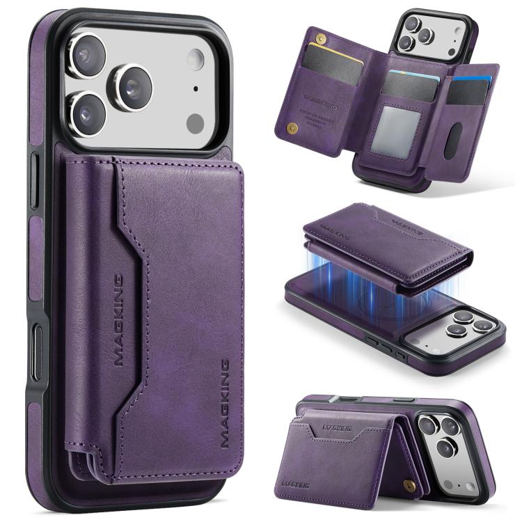 For iPhone 17 Pro Max MAGKING K3 Series MagSafe RFID K3 Pro Card Bag Detachable Phone Case(Purple)