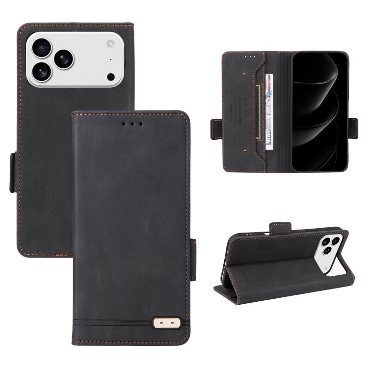For iPhone 17 Pro Max Magnetic Clasp Leather Phone Case(Black)