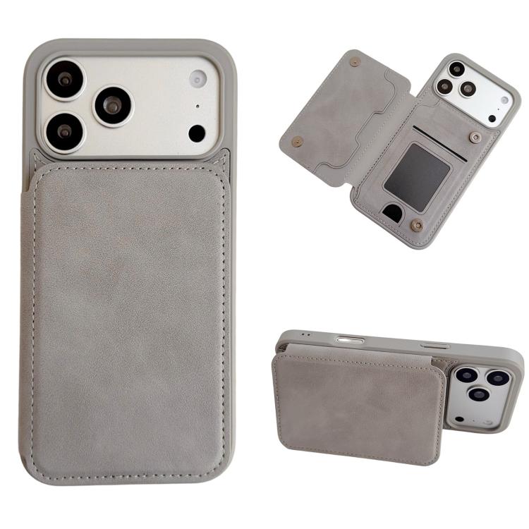 For iPhone 17 Pro Max Magnetic Snap Multifunctional Card Wallet Holder Phone Case(Grey)