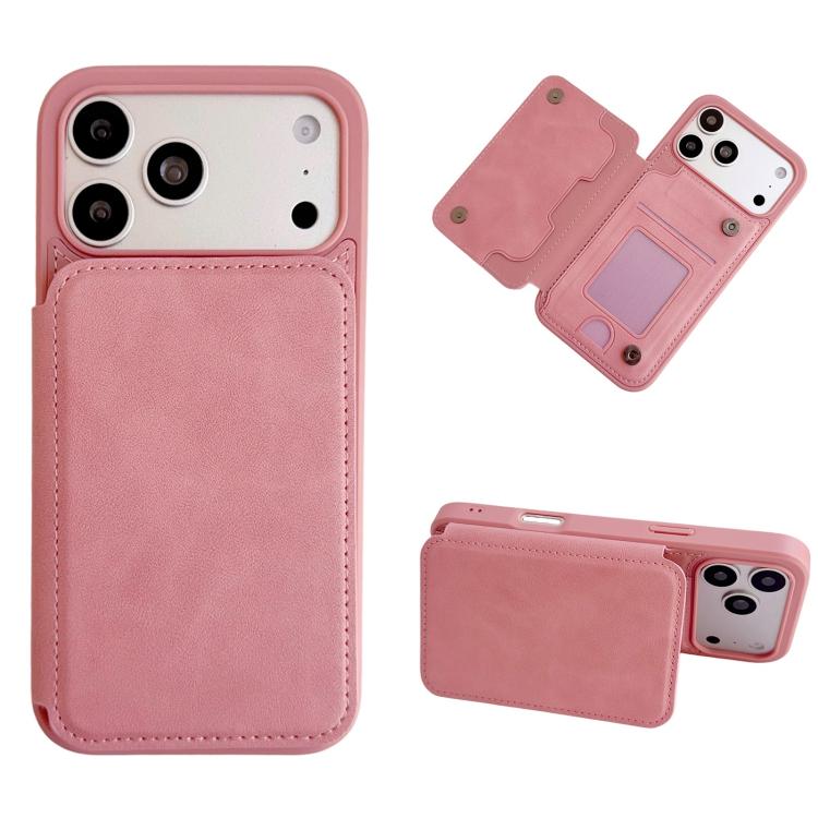 For iPhone 17 Pro Max Magnetic Snap Multifunctional Card Wallet Holder Phone Case(Pink)
