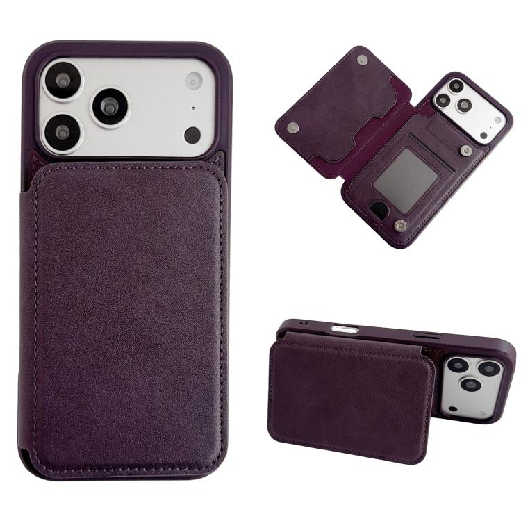For iPhone 17 Pro Max Magnetic Snap Multifunctional Card Wallet Holder Phone Case(Purple)