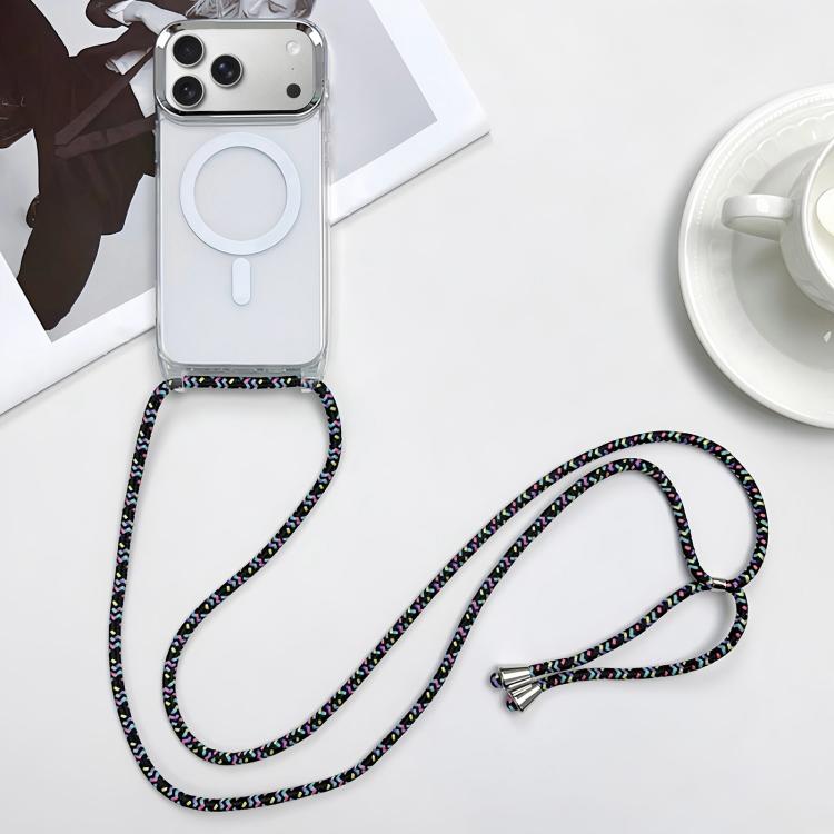 For iPhone 17 Pro Max MagSafe Magnetic PC + TPU Phone Case with Lanyard(Colorful Black)