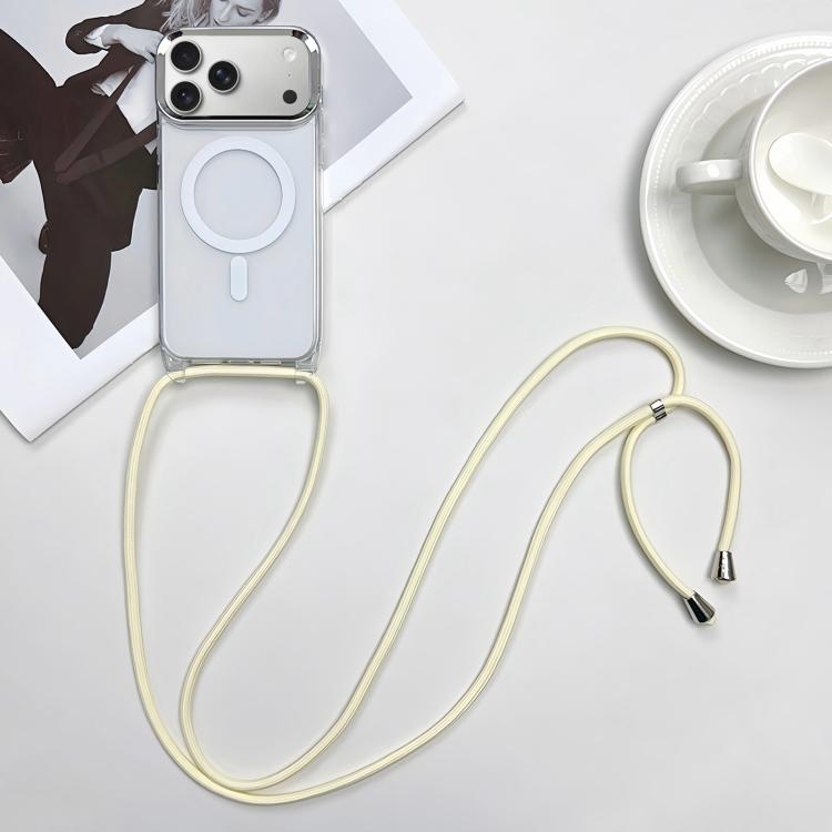 For iPhone 17 Pro Max MagSafe Magnetic PC + TPU Phone Case with Lanyard(Creamy White)