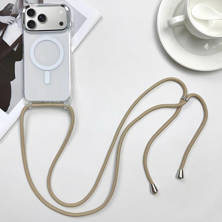 For iPhone 17 Pro Max MagSafe Magnetic PC + TPU Phone Case with Lanyard(Khaki)