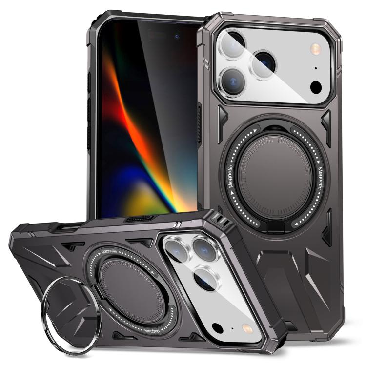 For iPhone 17 Pro Max MagSafe Magnetic Shockproof Phone Case with Ring Holder(Dark Grey)