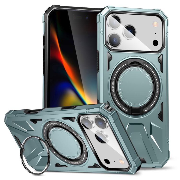For iPhone 17 Pro Max MagSafe Magnetic Shockproof Phone Case with Ring Holder(Green)