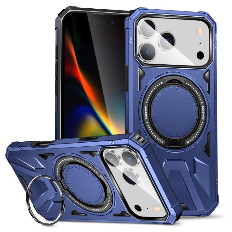 For iPhone 17 Pro Max MagSafe Magnetic Shockproof Phone Case with Ring Holder(Navy Blue)