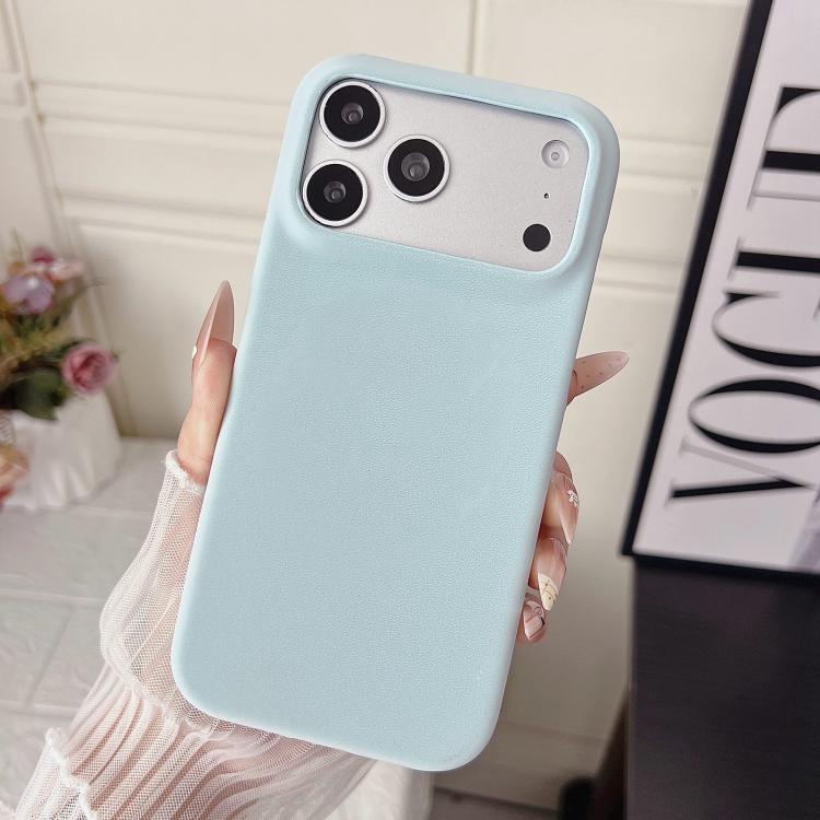 For iPhone 17 Pro Max Matte Velvet Finish PC + Vegan Leather Phone Case(Blue)
