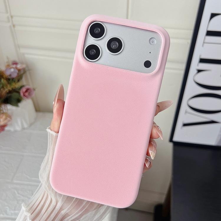 For iPhone 17 Pro Max Matte Velvet Finish PC + Vegan Leather Phone Case(Pink)