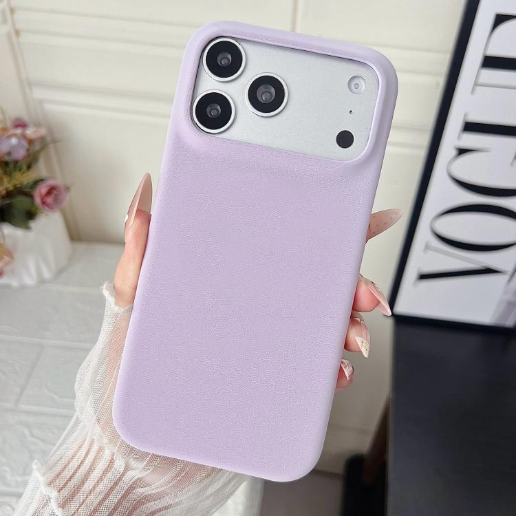 For iPhone 17 Pro Max Matte Velvet Finish PC + Vegan Leather Phone Case(Purple)